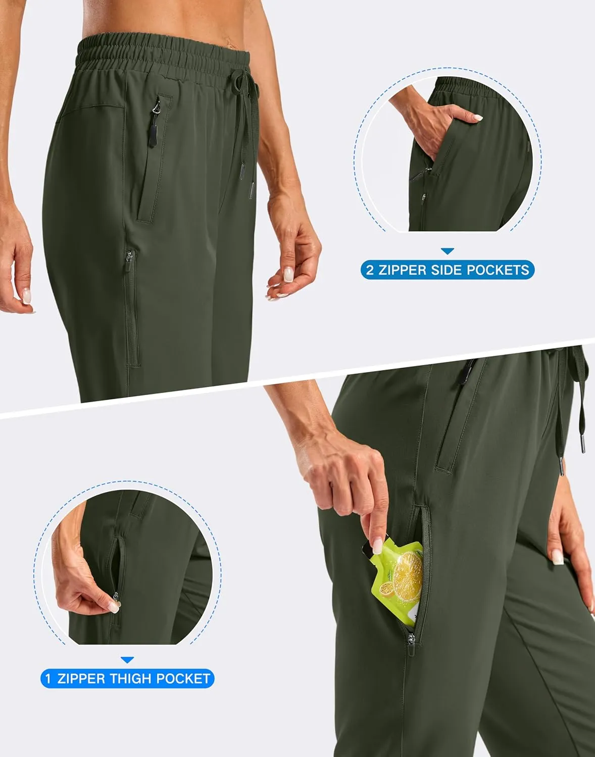 SANTINY Women's 15" Long Shorts with Pockets Below The Knee Length Hiking Cargo Capris Lightweight Quick Dry Bermuda Shorts