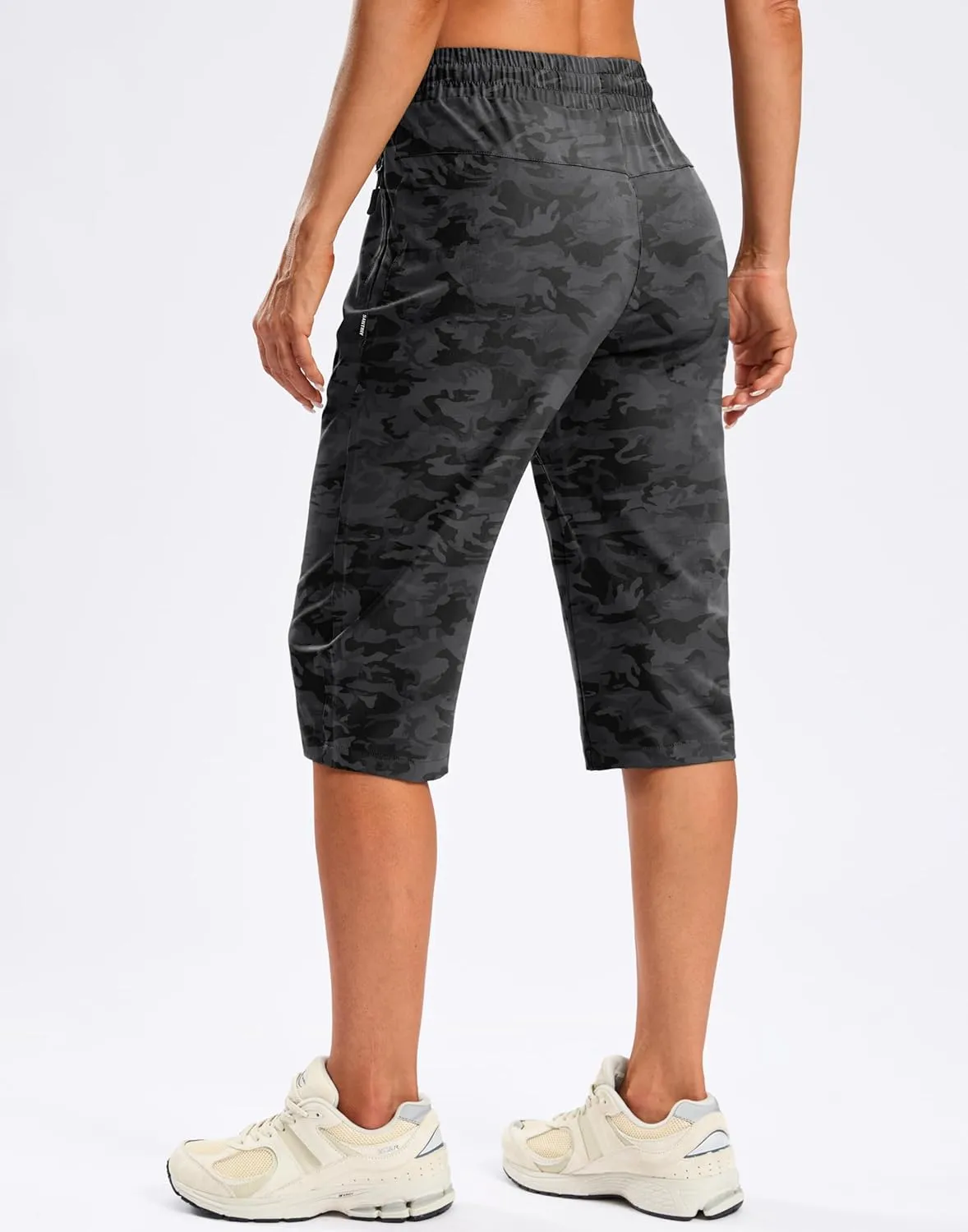 SANTINY Women's 15" Long Shorts with Pockets Below The Knee Length Hiking Cargo Capris Lightweight Quick Dry Bermuda Shorts