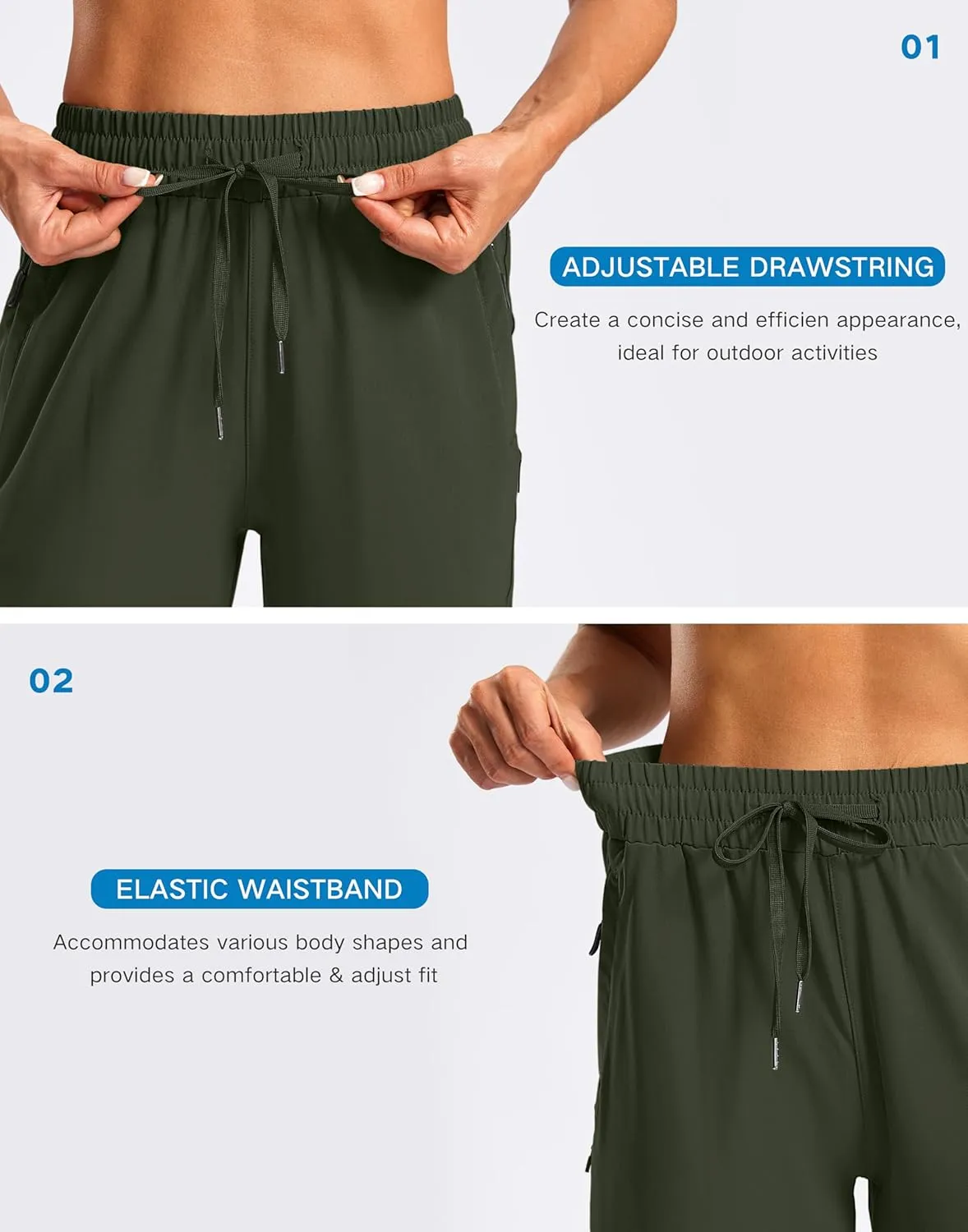 SANTINY Women's 15" Long Shorts with Pockets Below The Knee Length Hiking Cargo Capris Lightweight Quick Dry Bermuda Shorts