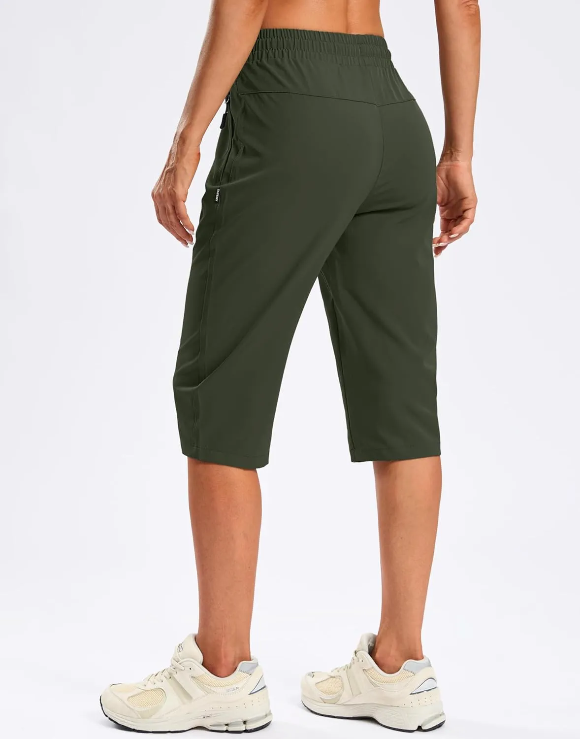 SANTINY Women's 15" Long Shorts with Pockets Below The Knee Length Hiking Cargo Capris Lightweight Quick Dry Bermuda Shorts