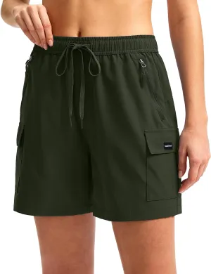 SANTINY Women's 5''/ 7''/9'' Hiking Cargo Shorts Quick Dry Lightweight Summer Shorts for Women Athletic Golf Zipper Pockets