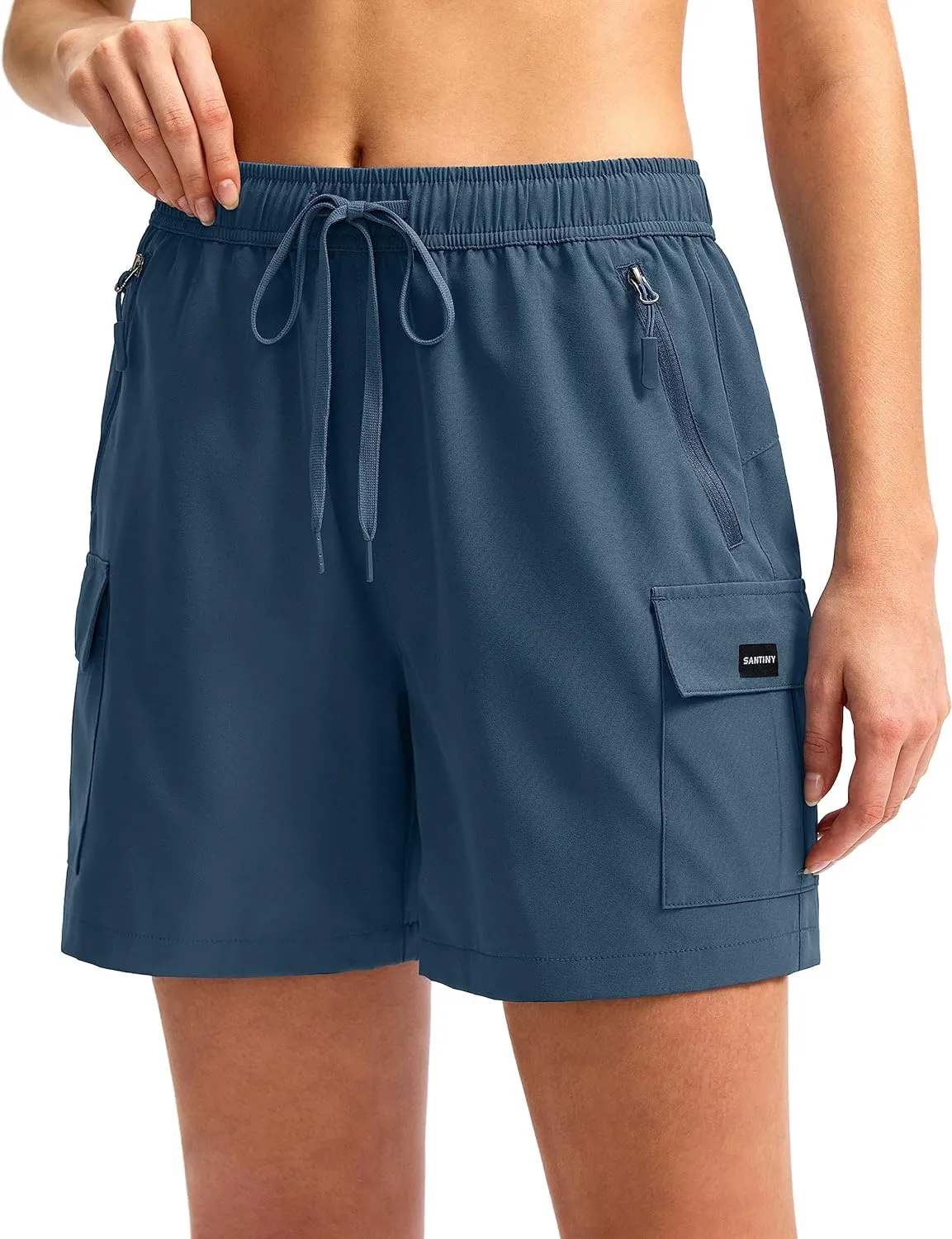 SANTINY Women's 5''/ 7''/9'' Hiking Cargo Shorts Quick Dry Lightweight Summer Shorts for Women Athletic Golf Zipper Pockets