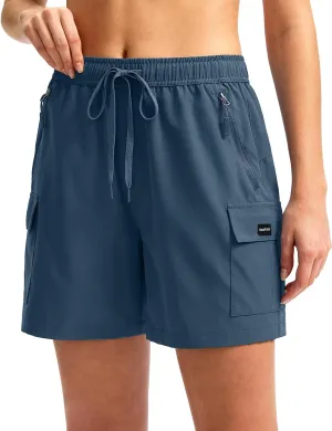 SANTINY Women's 5''/ 7''/9'' Hiking Cargo Shorts Quick Dry Lightweight Summer Shorts for Women Athletic Golf Zipper Pockets