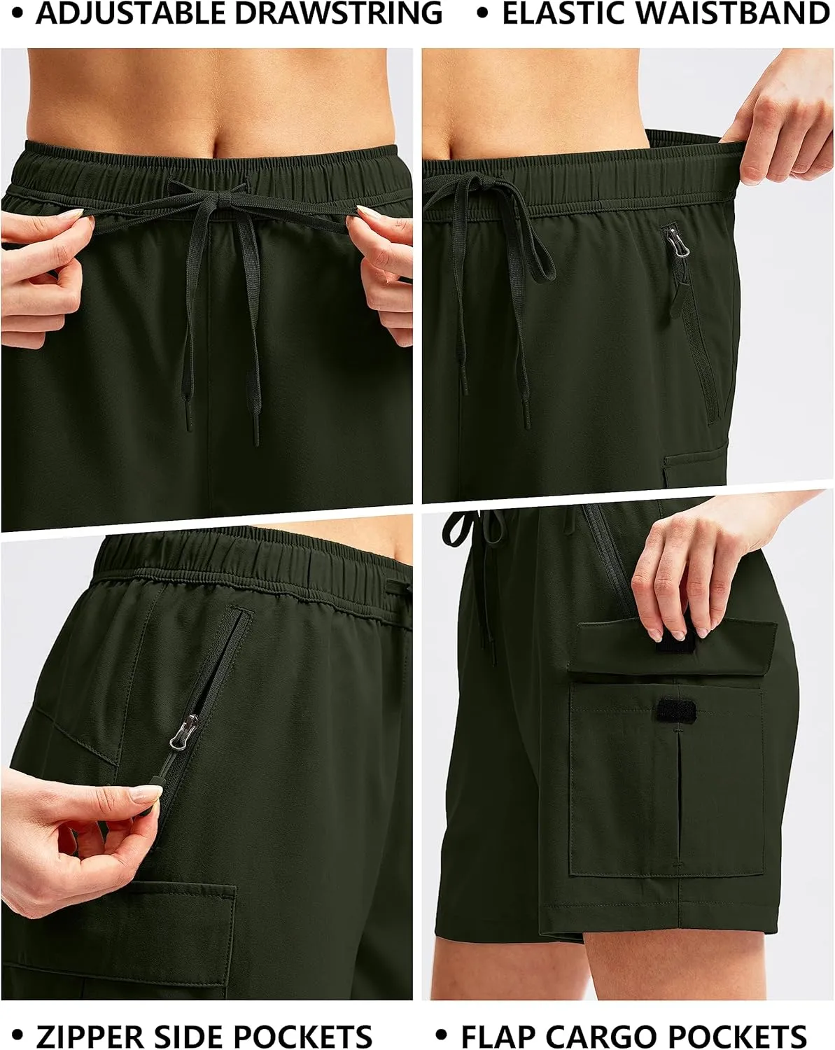 SANTINY Women's 5''/ 7''/9'' Hiking Cargo Shorts Quick Dry Lightweight Summer Shorts for Women Athletic Golf Zipper Pockets