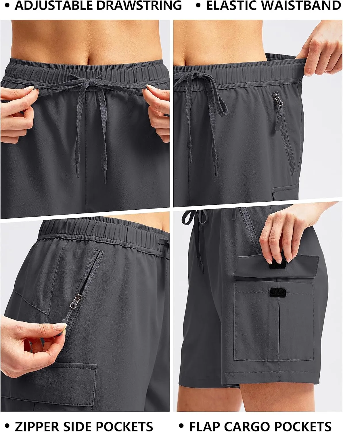 SANTINY Women's 5''/ 7''/9'' Hiking Cargo Shorts Quick Dry Lightweight Summer Shorts for Women Athletic Golf Zipper Pockets