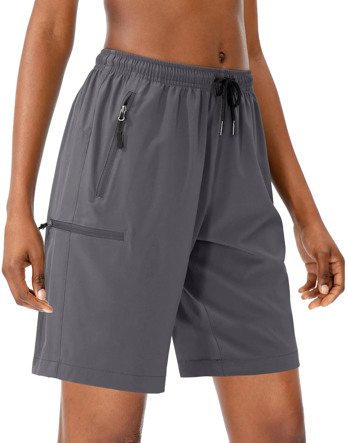 SANTINY Women's 5''/ 7''/9'' Hiking Cargo Shorts Quick Dry Lightweight Summer Shorts for Women Athletic Golf Zipper Pockets