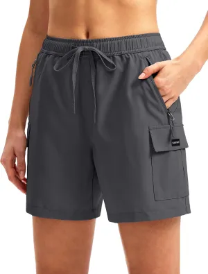 SANTINY Women's 5''/ 7''/9'' Hiking Cargo Shorts Quick Dry Lightweight Summer Shorts for Women Athletic Golf Zipper Pockets
