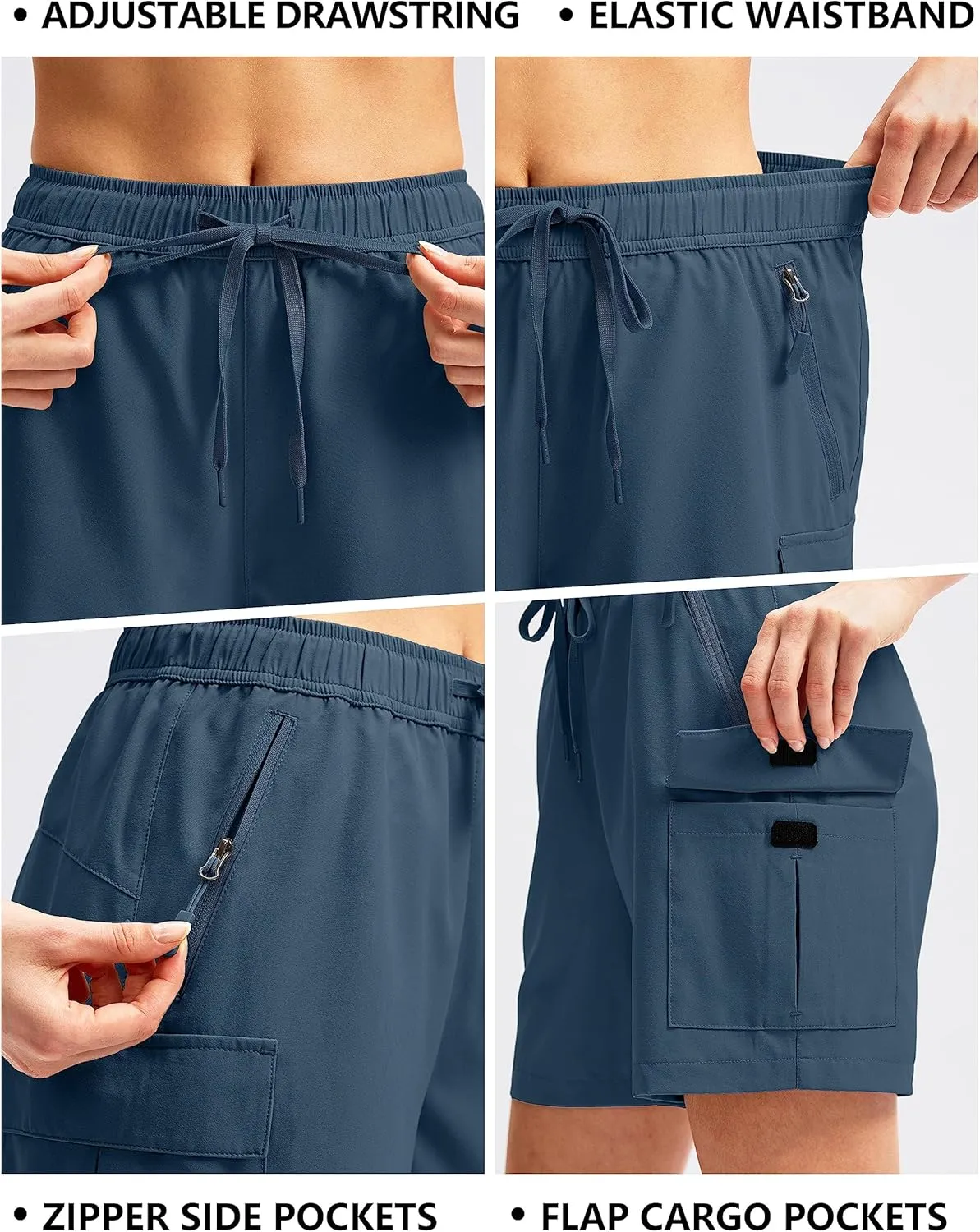 SANTINY Women's 5''/ 7''/9'' Hiking Cargo Shorts Quick Dry Lightweight Summer Shorts for Women Athletic Golf Zipper Pockets