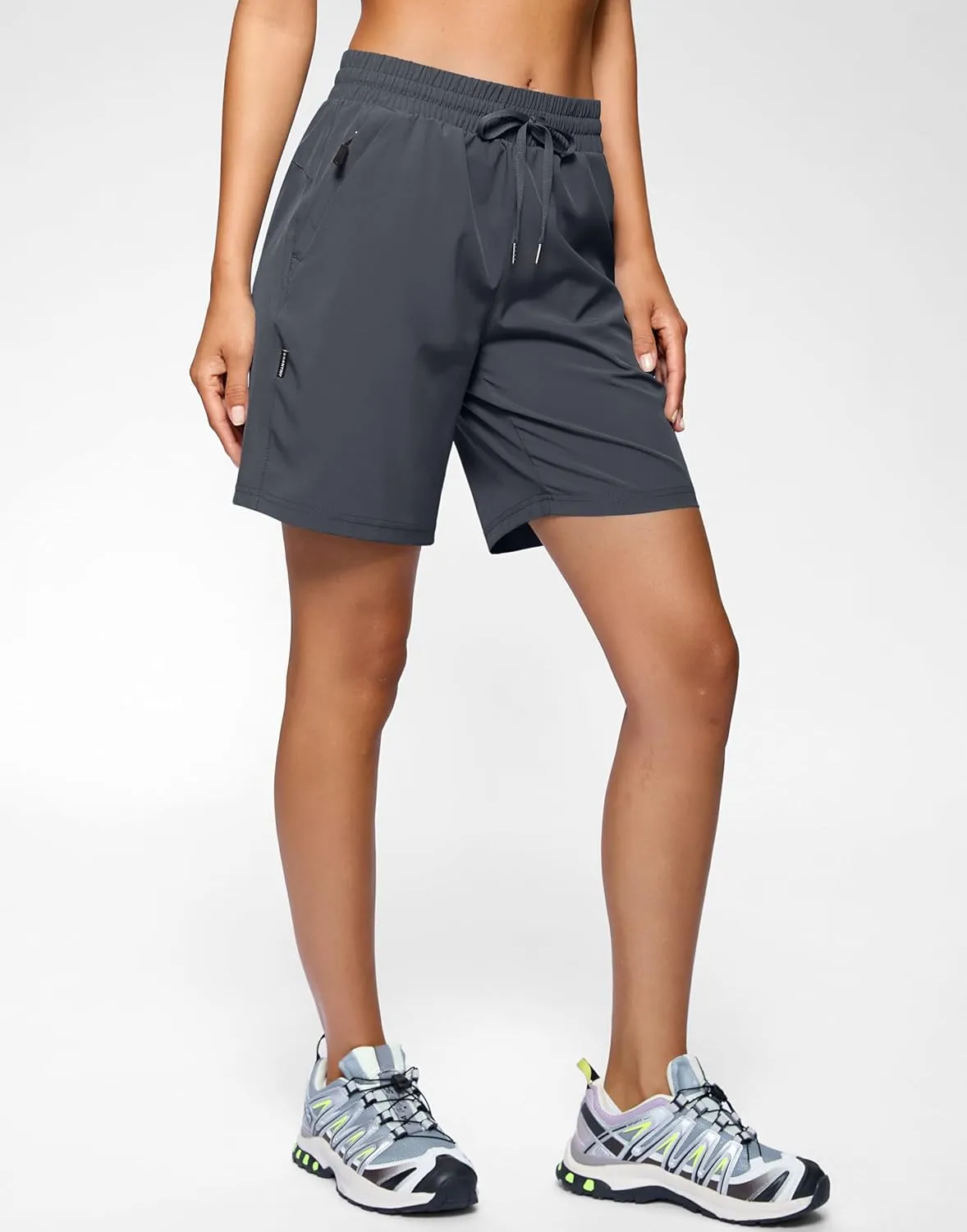 SANTINY Women's 7''/ 9'' Hiking Shorts with 3 Zipper Pockets Lightweight Quick Dry Long Athletic Golf Shorts for Women Casual