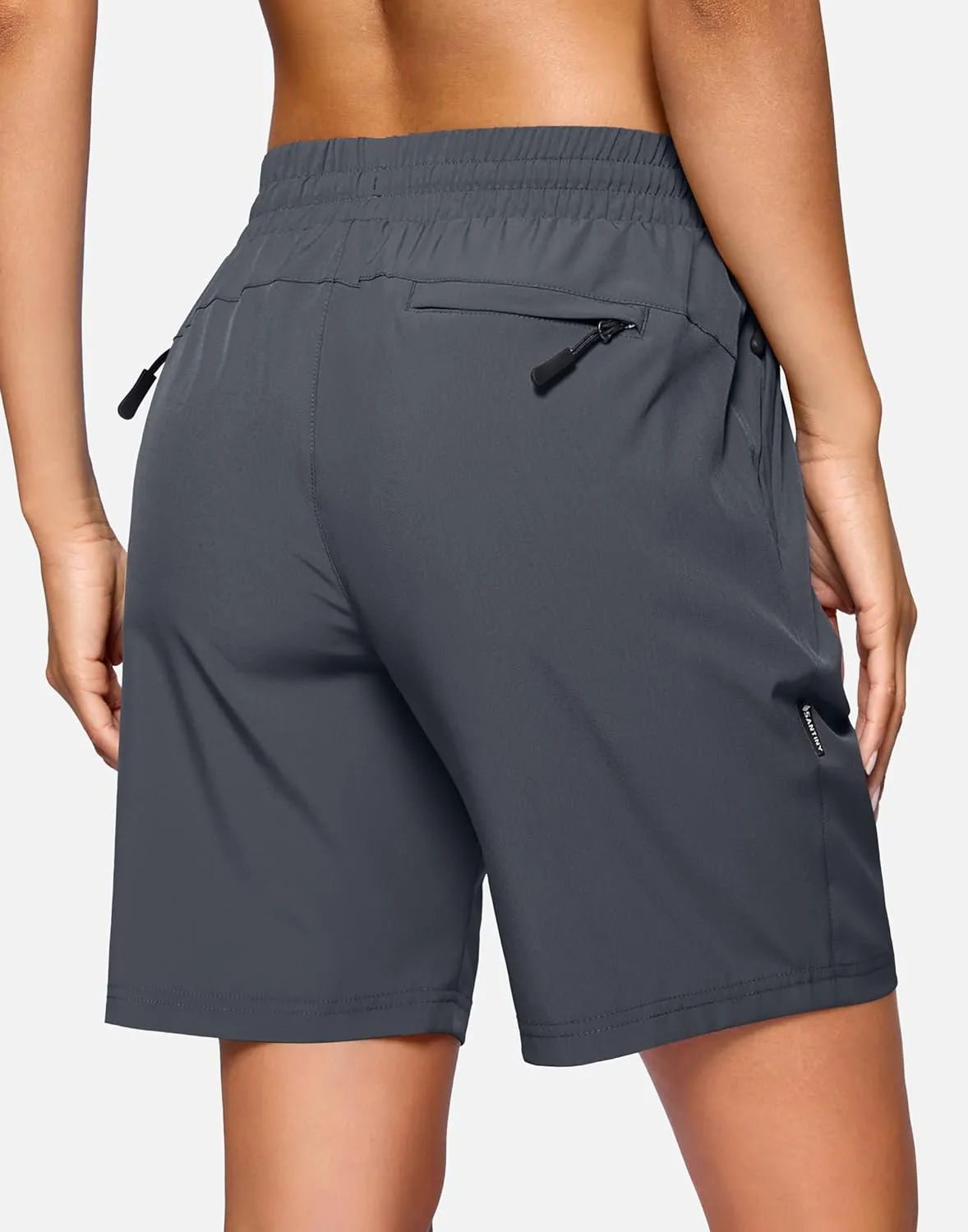 SANTINY Women's 7''/ 9'' Hiking Shorts with 3 Zipper Pockets Lightweight Quick Dry Long Athletic Golf Shorts for Women Casual