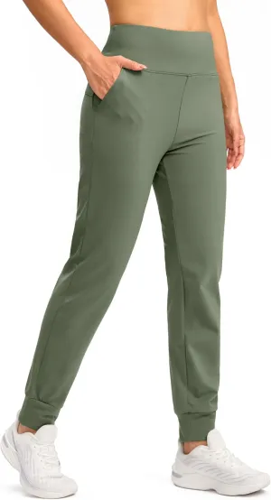 SANTINY Women's Fleece Lined Joggers Water Resistant High Waisted Thermal Sweatpants Winter Pants Hiking Running Pockets