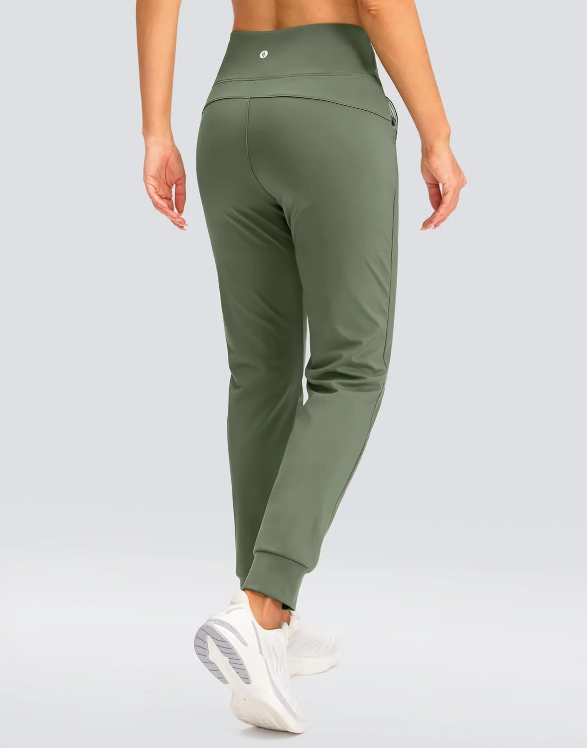 SANTINY Women's Fleece Lined Joggers Water Resistant High Waisted Thermal Sweatpants Winter Pants Hiking Running Pockets
