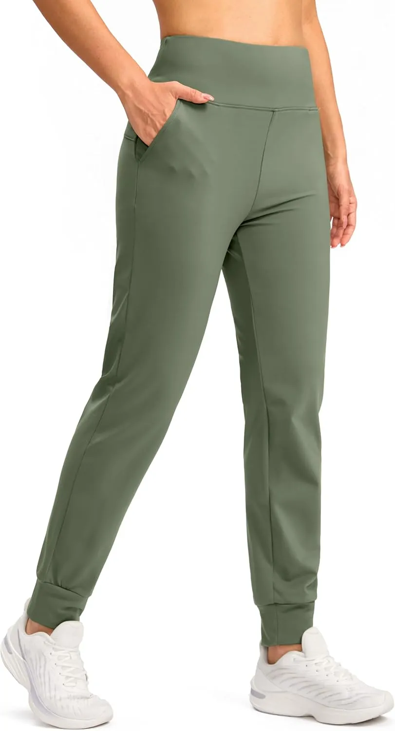 SANTINY Women's Fleece Lined Joggers Water Resistant High Waisted Thermal Sweatpants Winter Pants Hiking Running Pockets