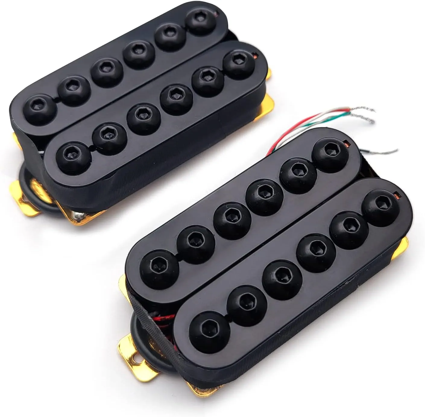 SAPHUE Adjustable Metal Double Coil Electric Guitar Pickups Humbucker Punk Neck/Bridge Pickup (Black)