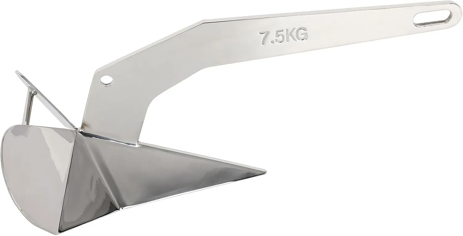 SCITOO Boat Anchor 316 Stainless Steel 5KG/11LB Triangle Anchor Anchors Marine Heavy Duty Steel Boat Anchor Delta Anchor Triangle Plow Anchor (Delta/Wing Style Boat Anchor, 15LB/7KG)