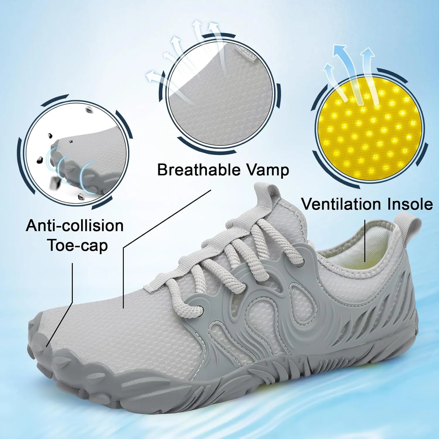 Scurtain Unisex Mens Womens Athletic Hiking Water Shoes Barefoot Aqua Shoes for Beach Swimming Hiking Boating Sailing