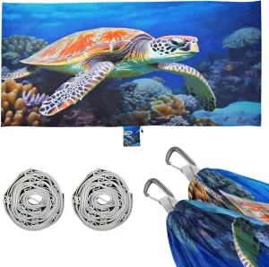 Sea Turtle Camping Hammock, Single Portable Hammocks with Tree Straps & Attached Carry Bag, 330Lbs Capacity Perfect for Outside Indoor Hiking Beach Backpack Travel
