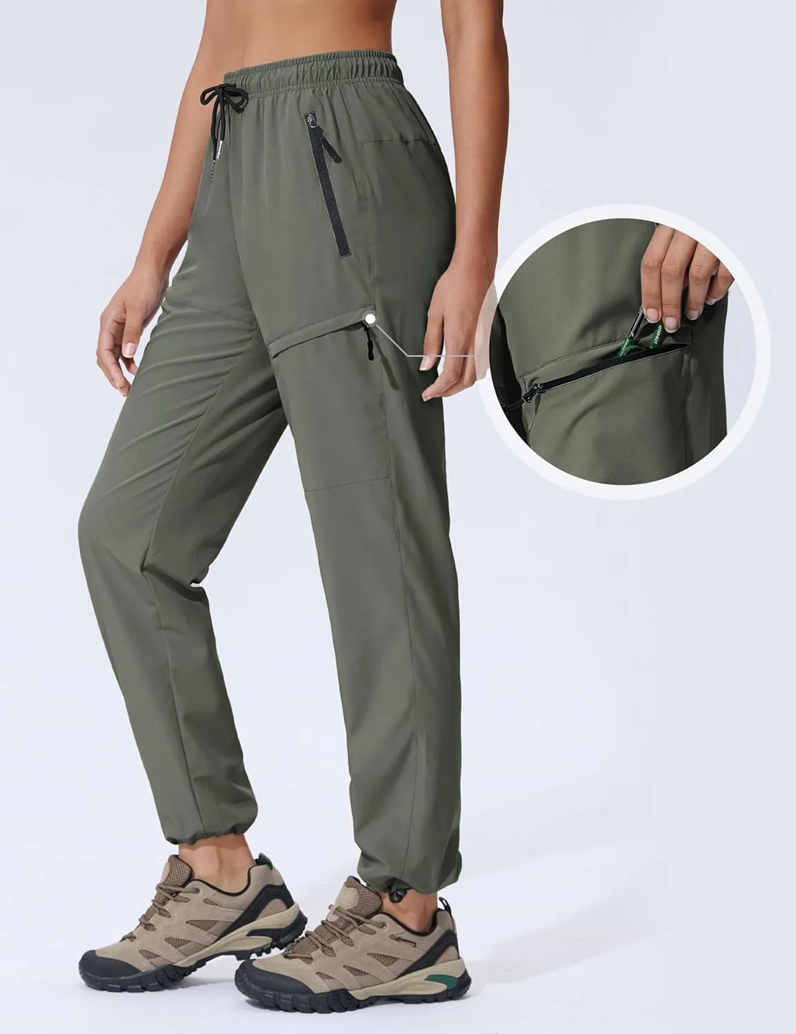 Seamaid Women's Hiking Pants Quick Dry Lightweight Travel Pants with Zipper Pockets Water Resistant for Outdoor Camping