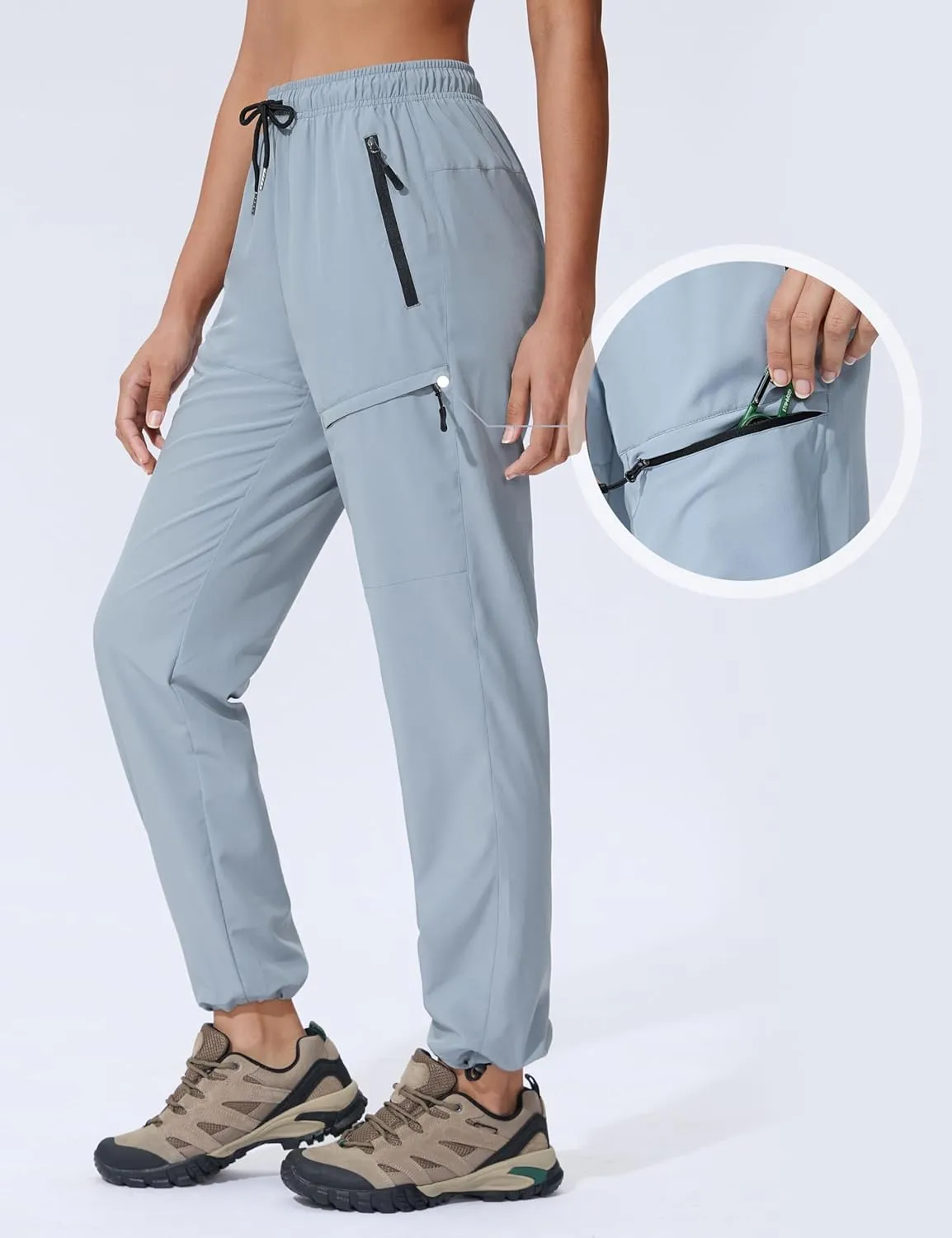 Seamaid Women's Hiking Pants Quick Dry Lightweight Travel Pants with Zipper Pockets Water Resistant for Outdoor Camping
