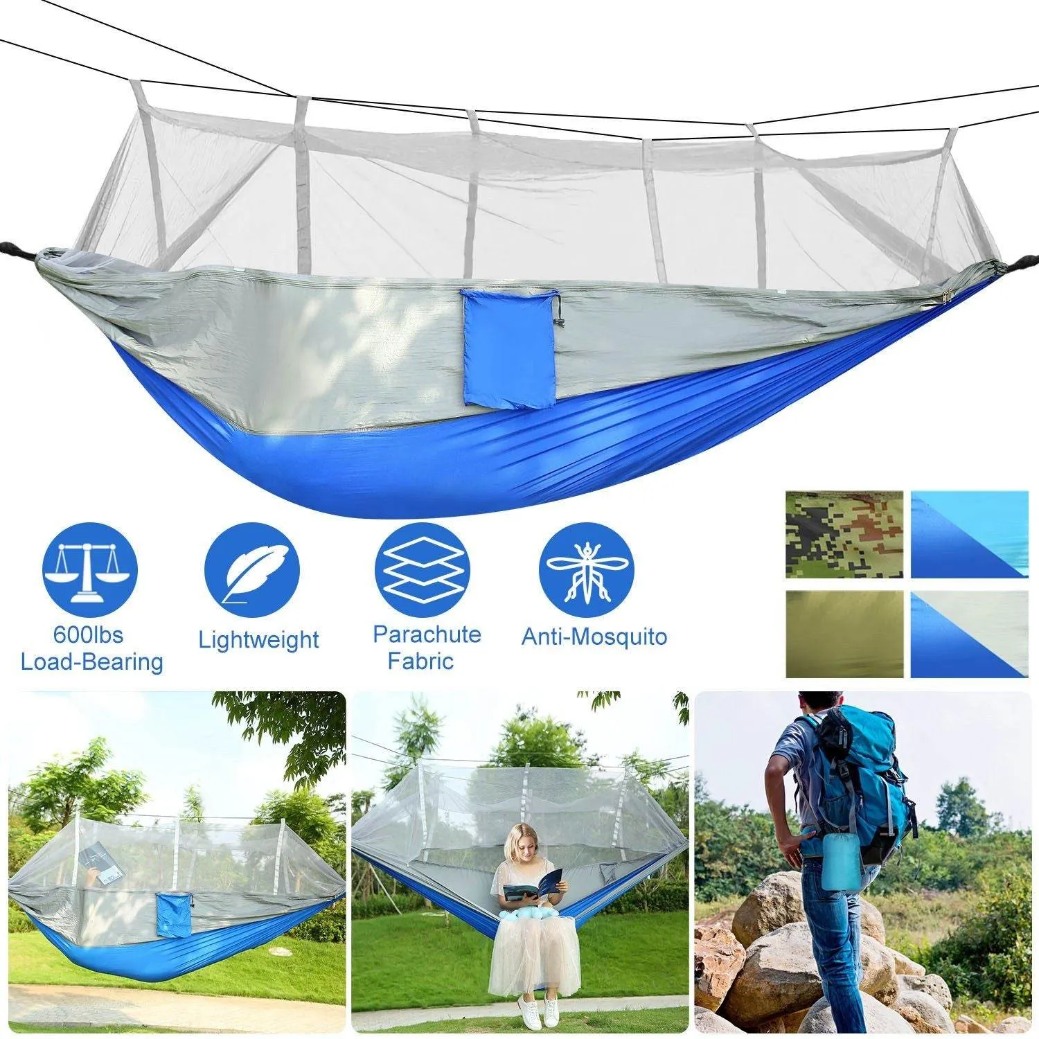 Seamless integration Time-limited offer Double with Mosquito Portable Net Camping Hammock