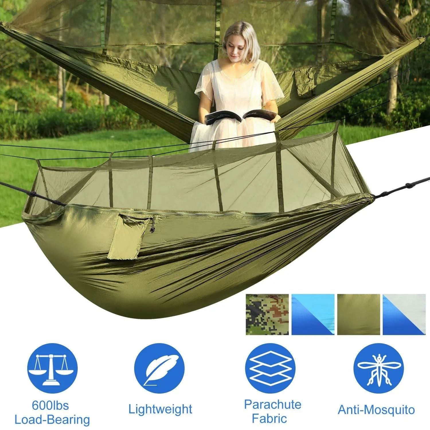 Seamless integration Time-limited offer Double with Mosquito Portable Net Camping Hammock