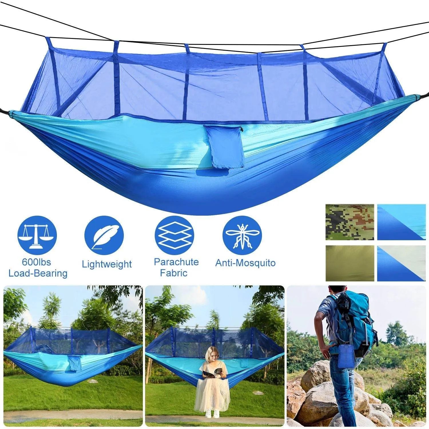 Seamless integration Time-limited offer Double with Mosquito Portable Net Camping Hammock