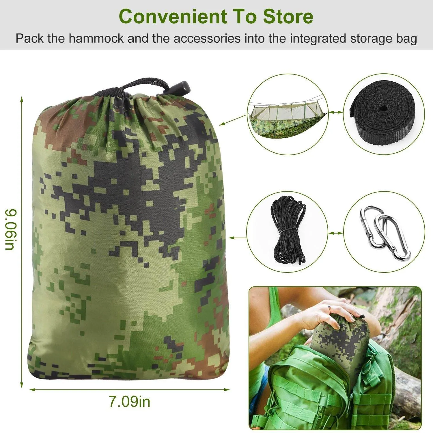 Seamless integration Time-limited offer Double with Mosquito Portable Net Camping Hammock