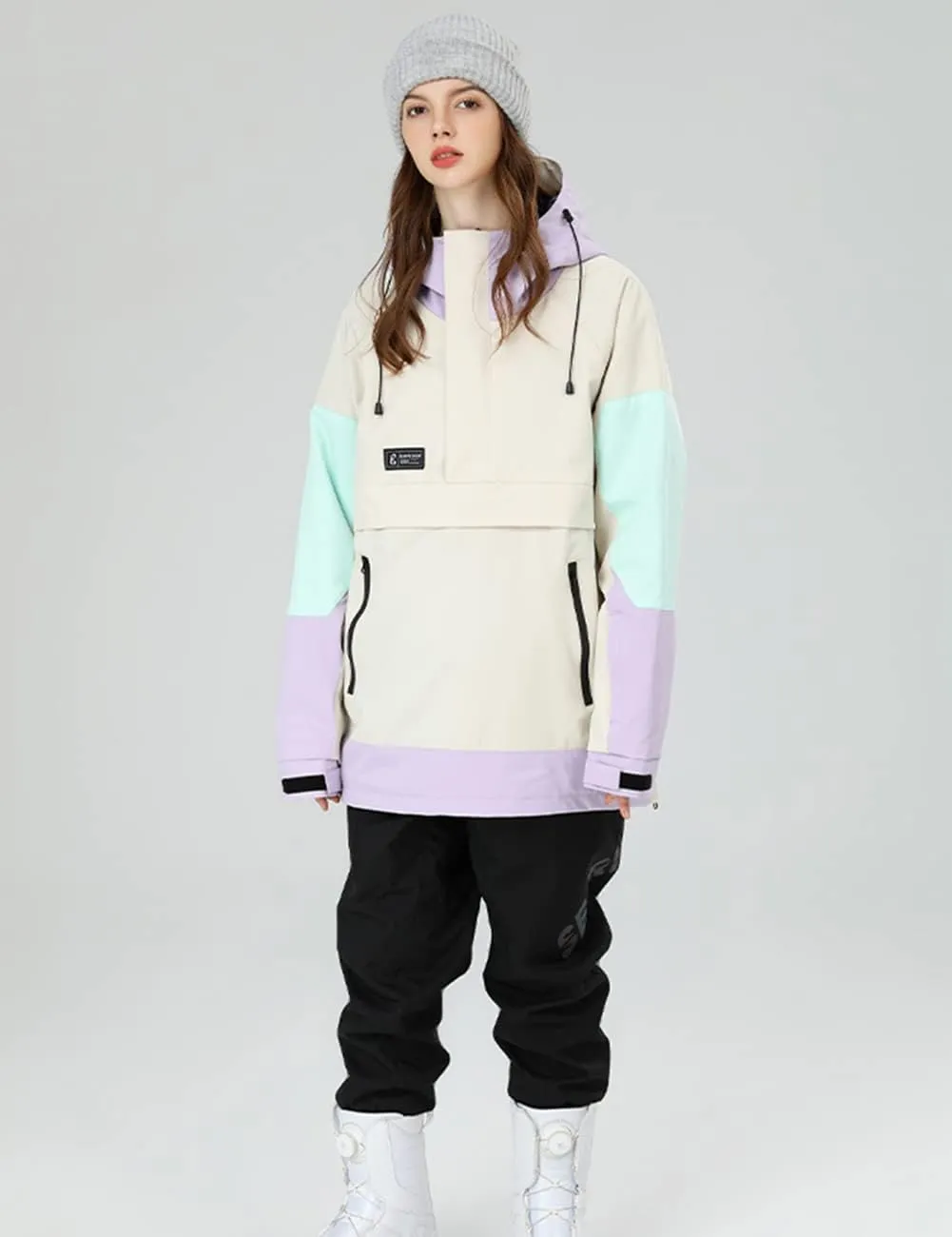 SEARIPE Womens Ski Jacket Mens Snow Jacket Waterproof Winter Snow Coat Couples Pullover Snowboard Hooded