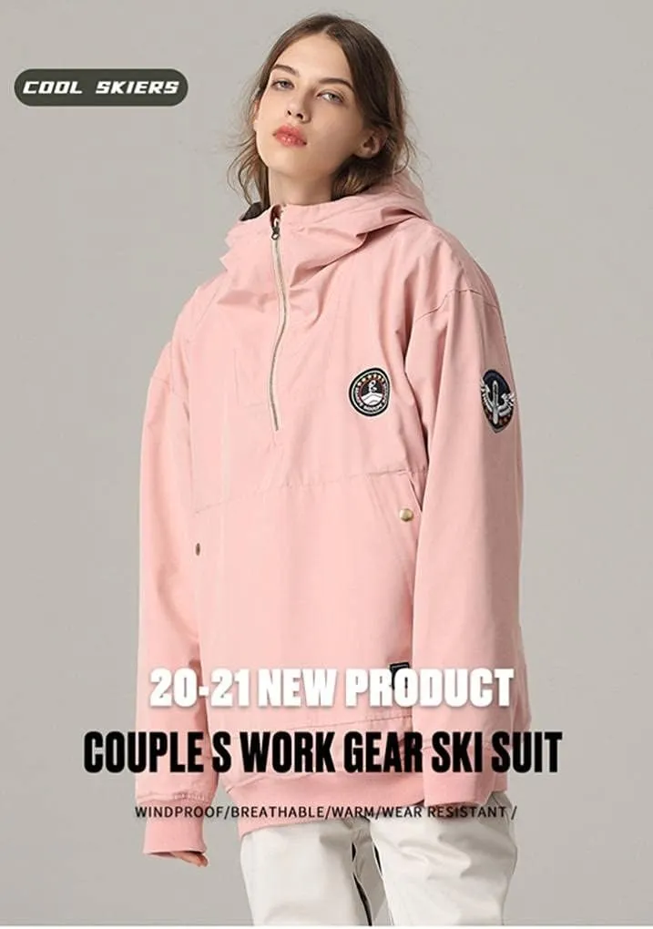 SEARIPE Womens Ski Jacket Mens Snow Jacket Waterproof Winter Snow Coat Couples Pullover Snowboard Hooded