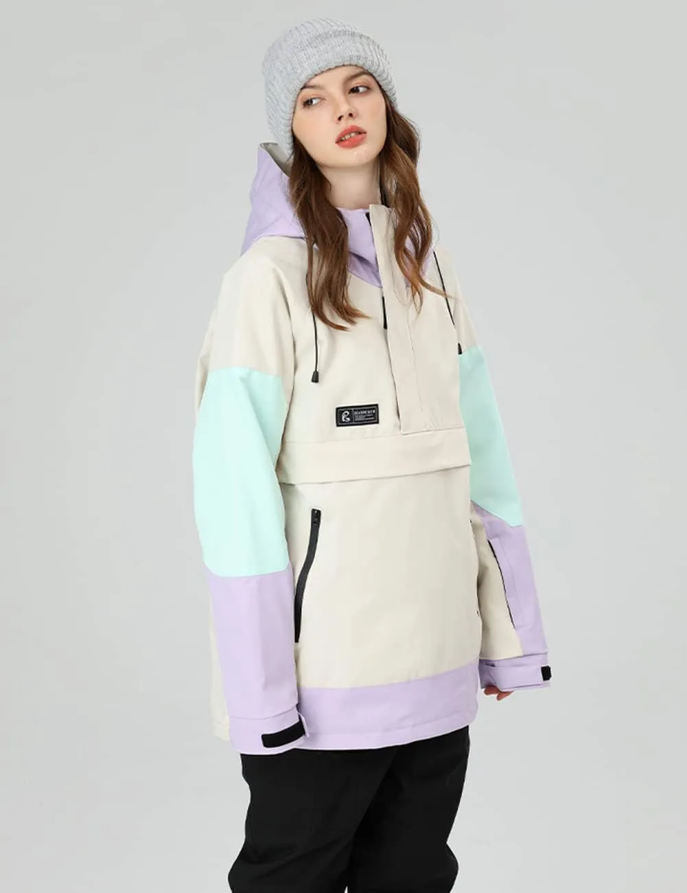 SEARIPE Womens Ski Jacket Mens Snow Jacket Waterproof Winter Snow Coat Couples Pullover Snowboard Hooded