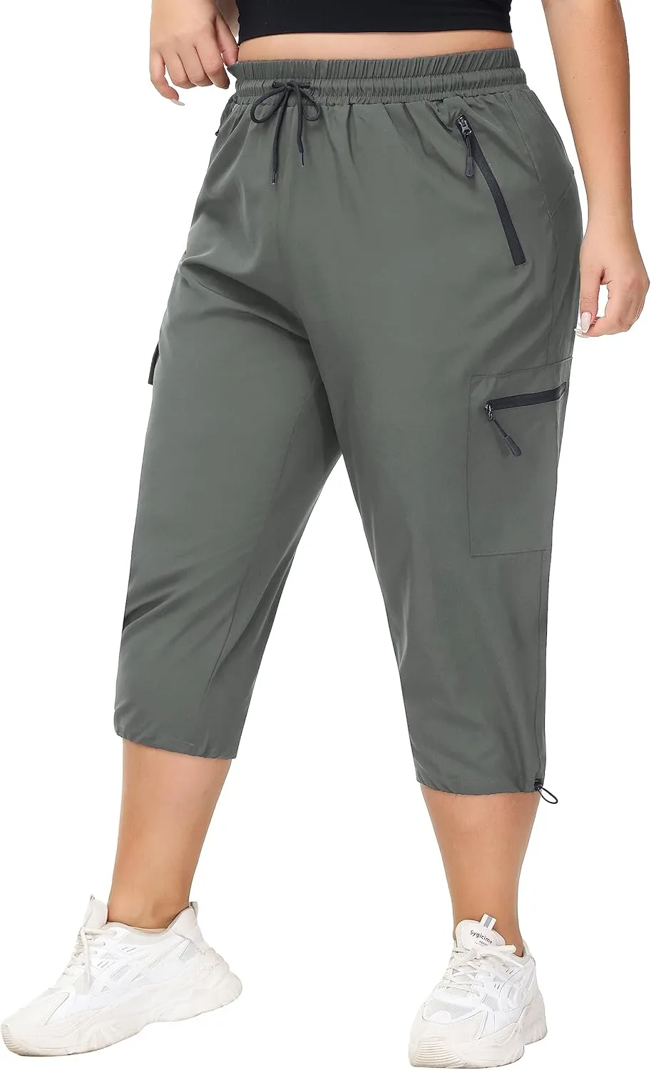 SEKINO Women's Plus Size Cargo Hiking Capris Pants Lightweight Quick Dry Travel Athletic Workout Outdoor Zipper Pockets Pants
