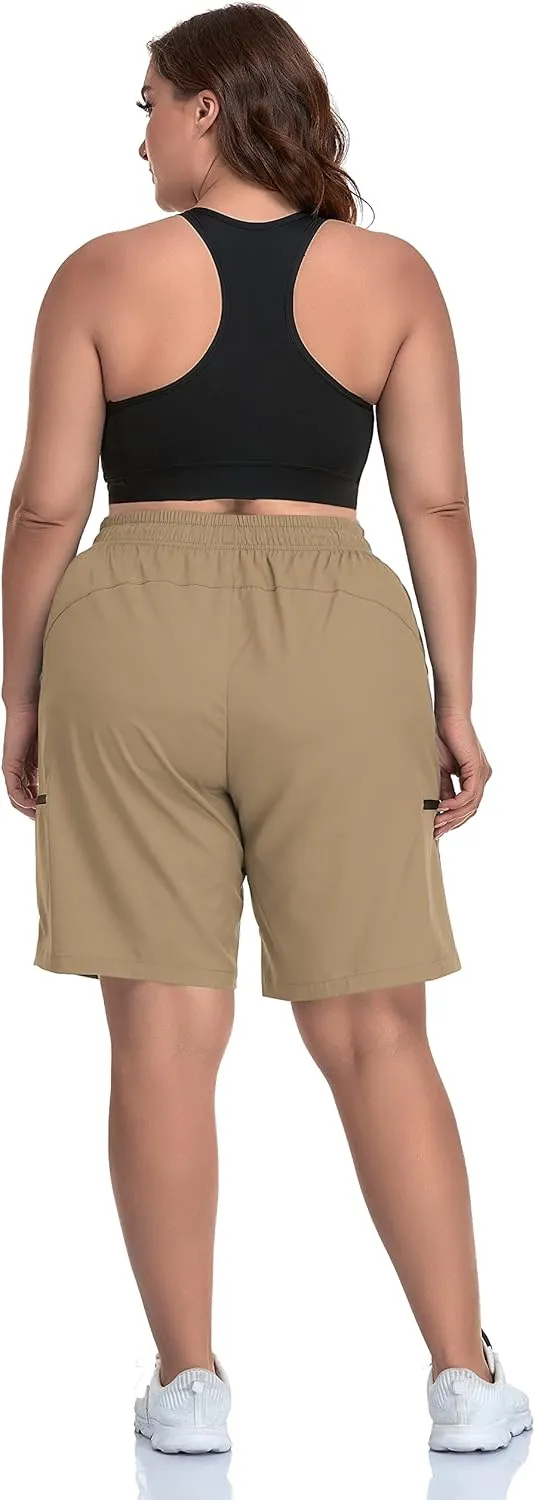 SEKINO Women's Plus Size Hiking Cargo Shorts Lightweight Quick Dry Summer Shorts Athletic Outdoor Shorts Zippered Pockets