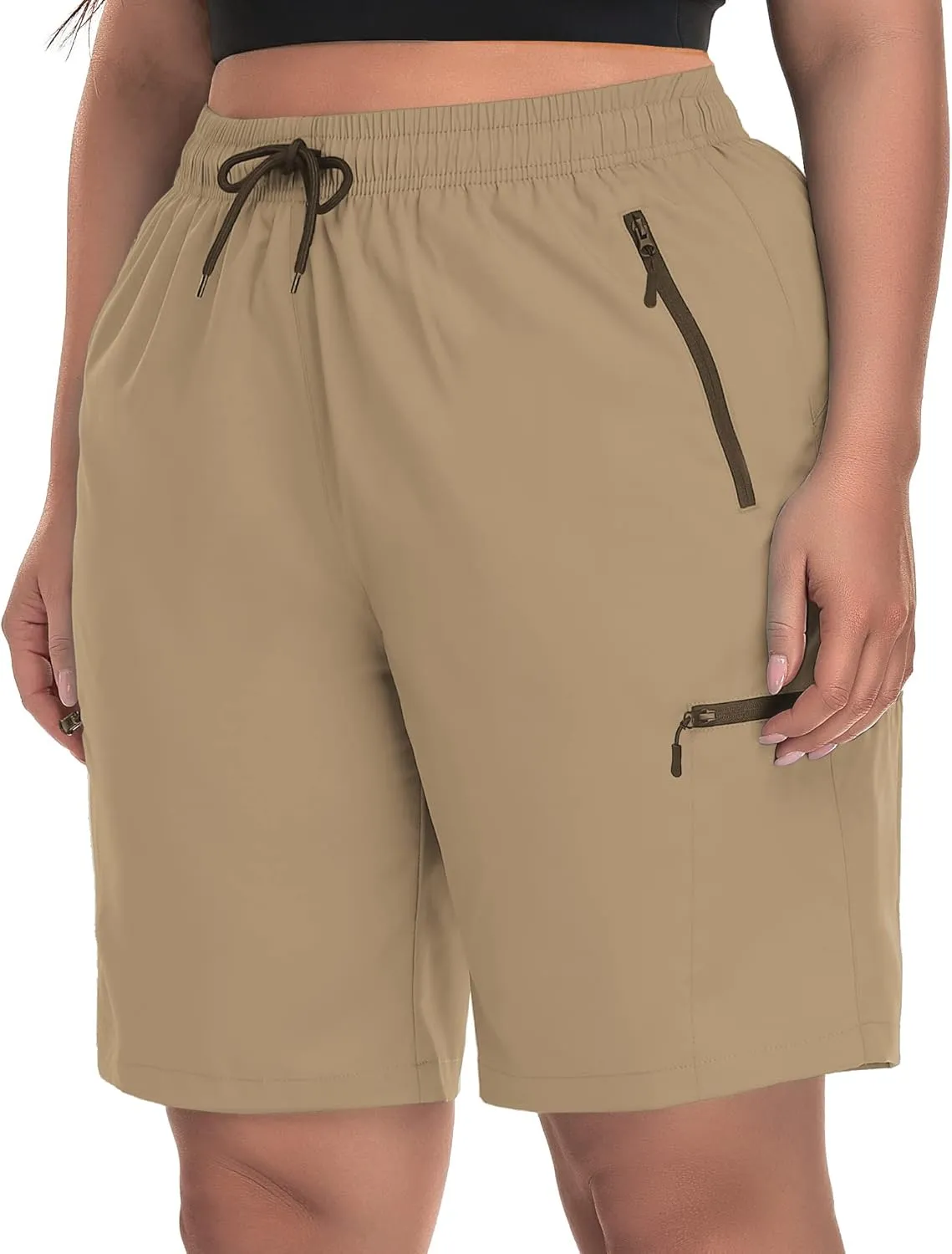 SEKINO Women's Plus Size Hiking Cargo Shorts Lightweight Quick Dry Summer Shorts Athletic Outdoor Shorts Zippered Pockets