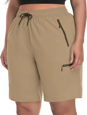 SEKINO Women's Plus Size Hiking Cargo Shorts Lightweight Quick Dry Summer Shorts Athletic Outdoor Shorts Zippered Pockets