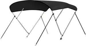 SereneLife 3 Bow Bimini Top Boat Cover – 72" L x 79-84" W x 46" H, Aluminum Frame, Waterproof & UV-Resistant, Easy Install with Front Straps, Rear Support Arms & Free Storage Boot (Gray)
