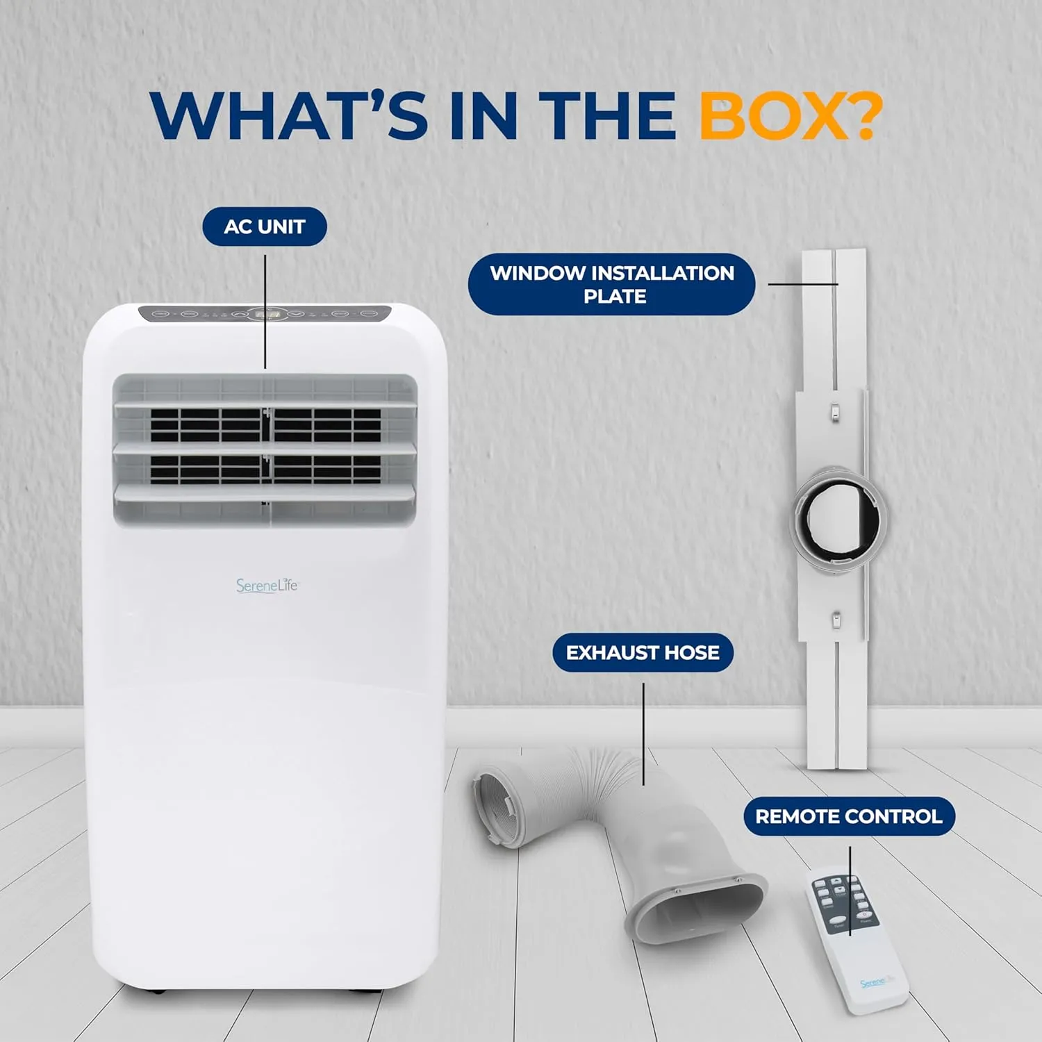 SereneLife Small Air Conditioner Portable 10,000 BTU with Built-in Dehumidifier - Portable AC unit for rooms up to 450 sq ft - Remote Control, Window Mount Exhaust Kit