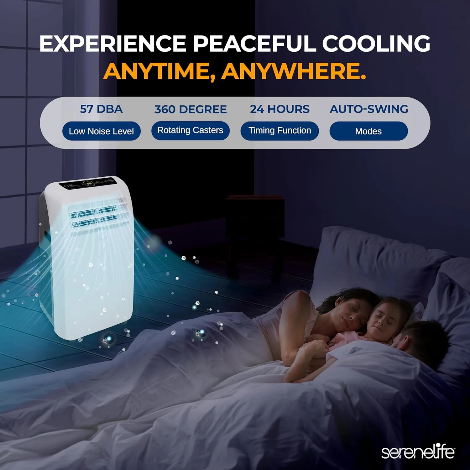 SereneLife Small Air Conditioner Portable 10,000 BTU with Built-in Dehumidifier - Portable AC unit for rooms up to 450 sq ft - Remote Control, Window Mount Exhaust Kit