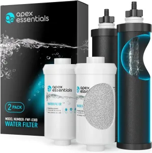 Set of 2 Apex Essentials BB9-2   PF-2, Compatible with Berkey Gravity Filter System, Combo Pack (2pcs BB9-2   2pcs PF-2)