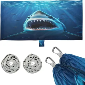 Shark Camping Hammock, Single Portable Hammocks with Tree Straps & Attached Carry Bag, 330Lbs Capacity Perfect for Outside Indoor Hiking Beach Backpack Travel