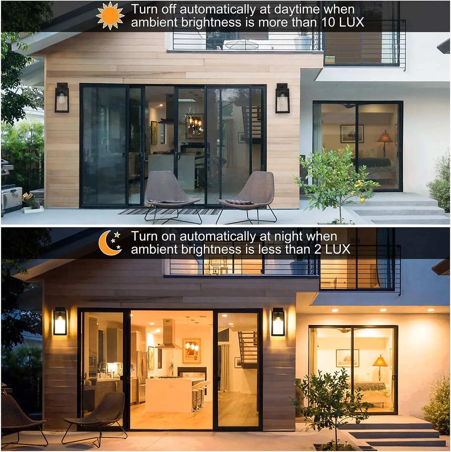 SHINE HAI Dusk to Dawn Sensor Outdoor Wall Sconce, Exterior Lantern Fixture with E26 Base, Wall Mount Waterproof Lamp for Porch, Doorway