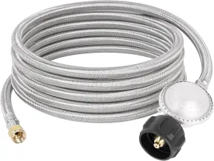 SHINESTAR 15 Feet Propane Hose with Regulator for Propane Fire Pit, Patio Heater, Gas Grill, 3/8 Inch Female Flare, Sturdy Stainless Braided