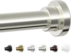Shower Curtain Rod, 1" Diameter Heavy Duty Tension Shower Rod, Non Slip Adjustable 28-74 inch No Drill Shower Curtain Rods Spring Tension For Bathroom, Shower Stall, No Rust, Brushed Nickel