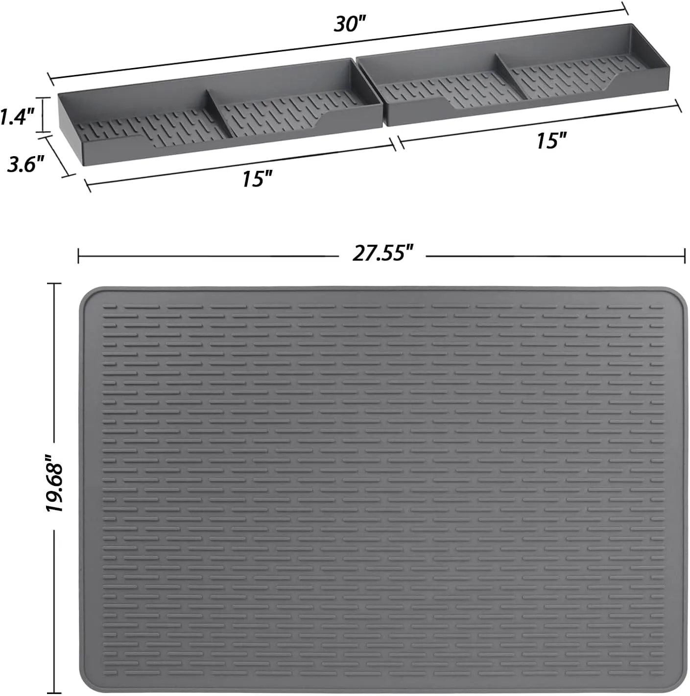 Silicone Stove Mat & Spice Rack Set: Stove Top Cover for Electric Stove, Glass Top Stove Protector for Range top, Extra Cook Space Store（Gray,28x20）