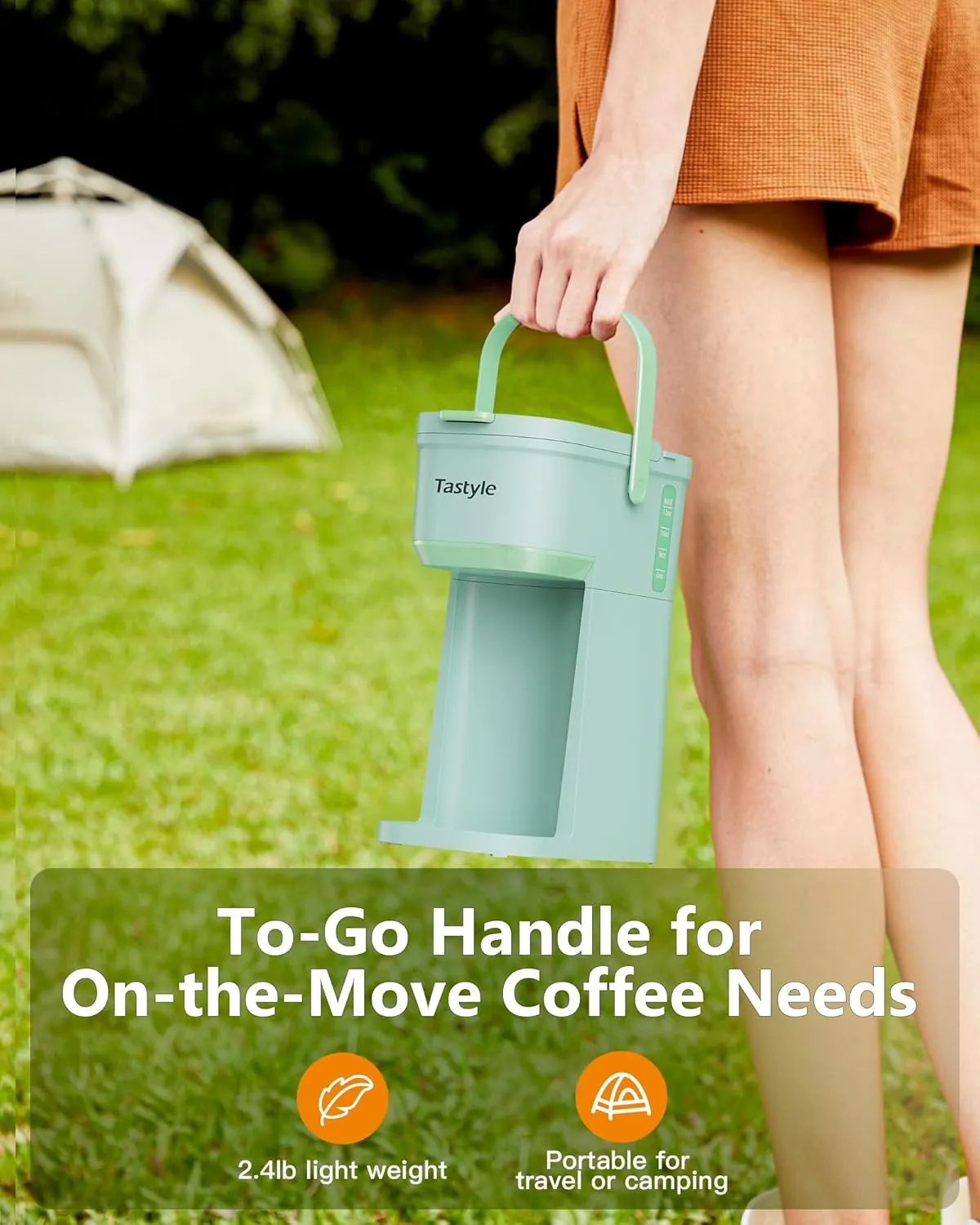 Single Serve One Cup Coffee Maker, for K Cups and Grounds, Mini Coffee Maker with Portable Handle, 6 to 12 Oz Brew Size, for Travel, Camping, Office, RV and Dorm, Oasis