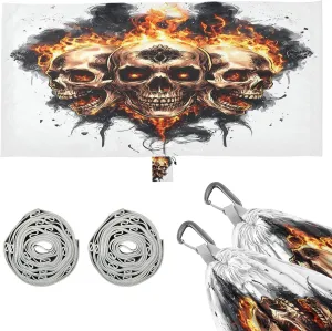 Skulls in Flames Symmetrical Camping Hammock Single Portable Hammocks 330 lbs Capacity with 2 Tree Straps and Attached Carry Bag,Perfect for Outdoor,Indoor,Beach,Camping,Travel