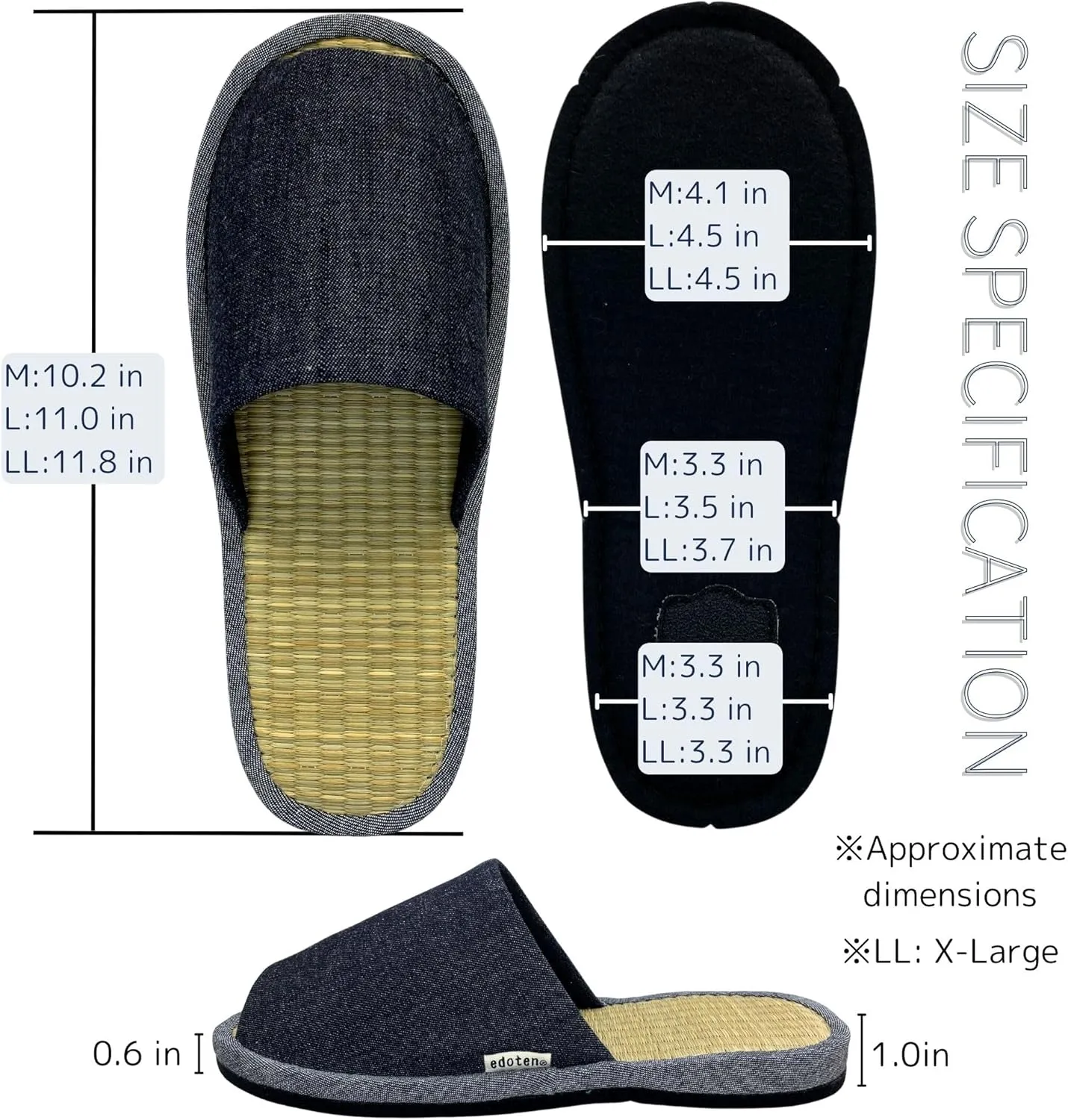 Slippers Scuffs Room Shoes Rush Made in Japan Okayama Denim Front Opening At Home Men's Ladies'