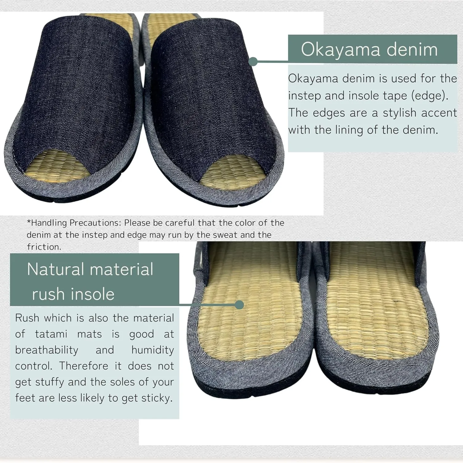 Slippers Scuffs Room Shoes Rush Made in Japan Okayama Denim Front Opening At Home Men's Ladies'