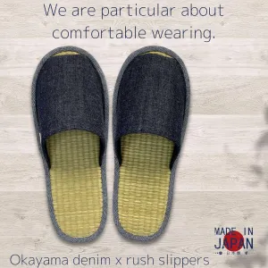Slippers Scuffs Room Shoes Rush Made in Japan Okayama Denim Front Opening At Home Men's Ladies'