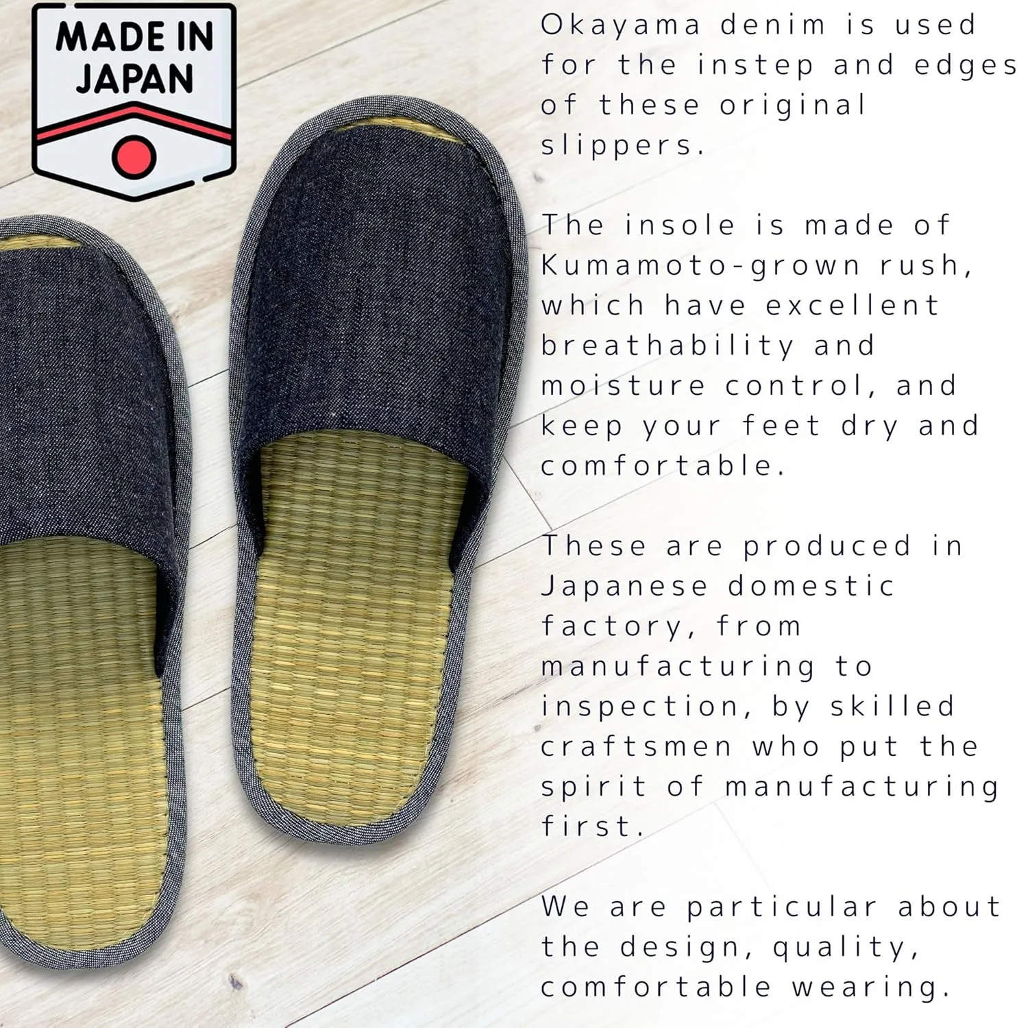 Slippers Scuffs Room Shoes Rush Made in Japan Okayama Denim Front Opening At Home Men's Ladies'