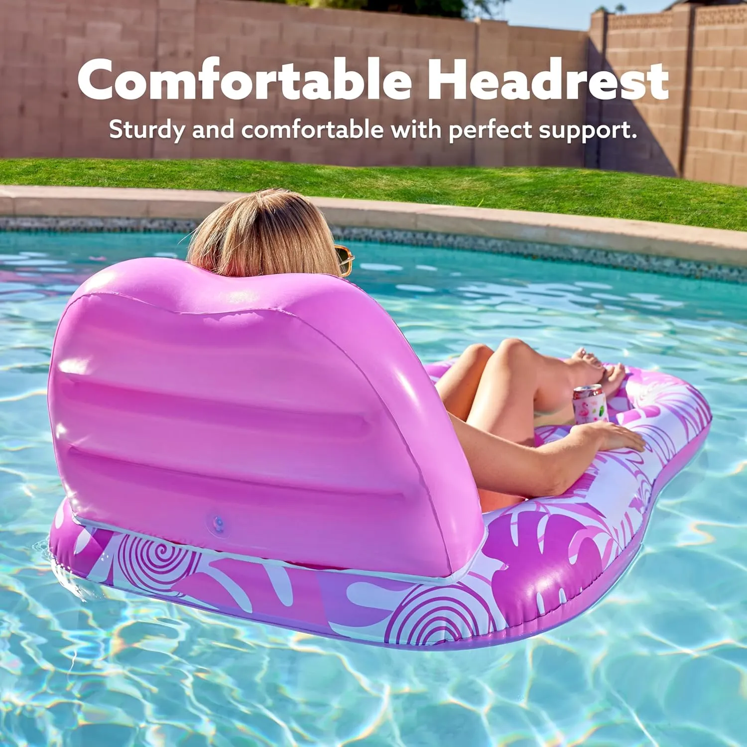SLOOSH Inflatable Pool Floats Lounger Adult, Pool Float Lounge Raft Floaties Water Floating Recliner Chair with Cup Holders Foot Rest Swimming Floaty
